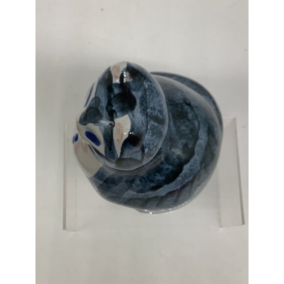 Handmade M A Hadley Blue & White Pottery Cat Figurine With Glossy Finish - Picture 6 of 7